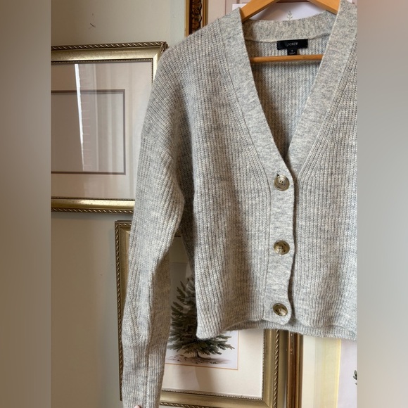 J. Crew Ribbed V-neck cardigan sweater gray small - Picture 6 of 9